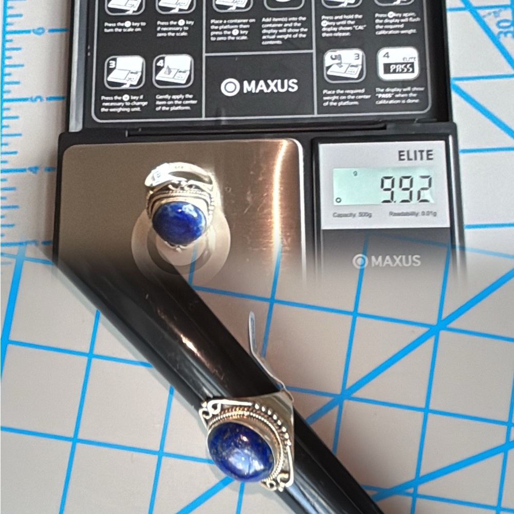 Striking Solid Sterling Silver Lapis Ring - image 3